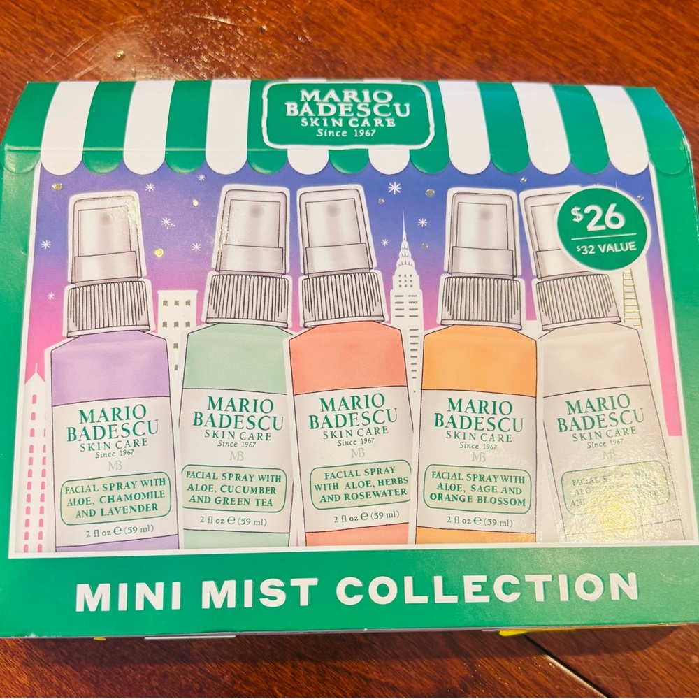 Mario Badescu Mini Mist Set with Lavender, Cucumber, Rose, Orange, Green Tea